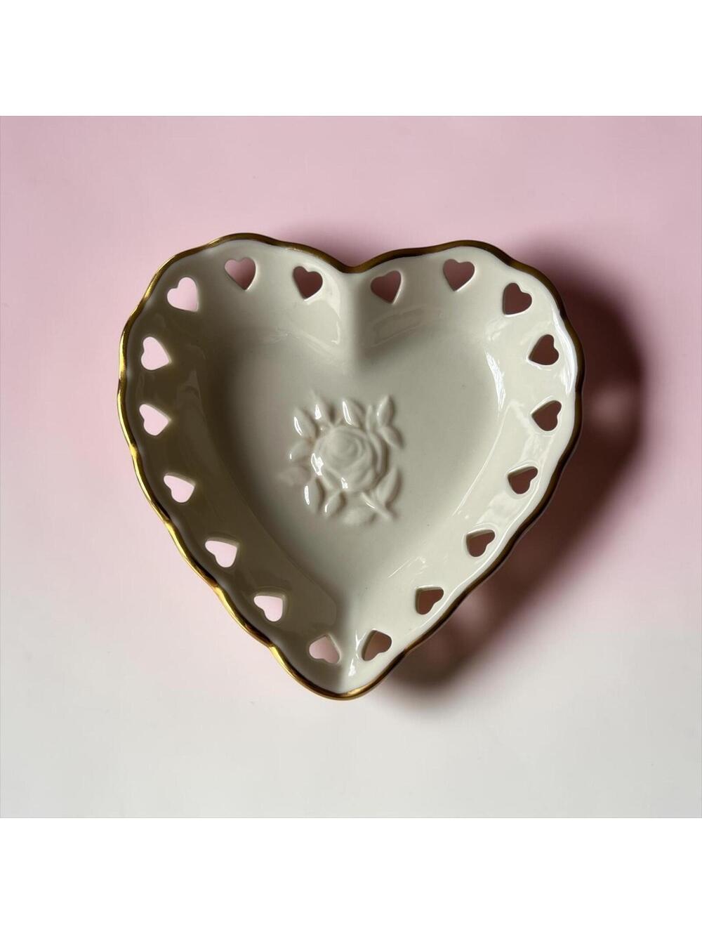 Lenox Heart Collection Porcelain Trinket Dish - Circa 1990s Retired Piece